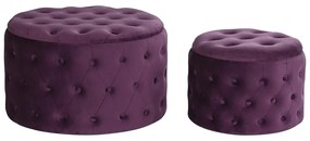 Υποπόδια DKD Home Decor Μοβ πολυεστέρας Βουργουνδίας Ξύλο MDF (70 x 70 x 42 cm)