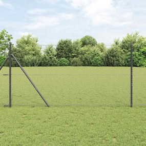 vidaXL Φράχτης με Στήλες. Γκρι 1 x 25 m Ατσάλι με επικάλυψη PVC
