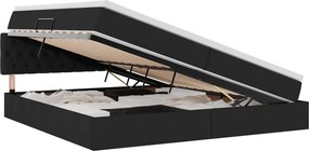 vidaXL LED Κρεβάτι αποθήκευσης με στρώμα Μαύρο 200 x 200 cm Ύφασμα
