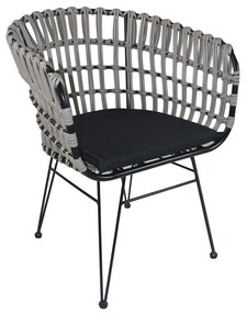 Καρέκλα Κήπου ATRIUS Γκρι/Μαύρο Μέταλλο/Rattan 61x57x80cm