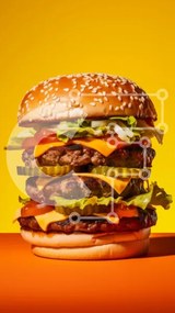 Intra Συλλεκτικό Ξύλινο Παζλ Plywood 4mm - Χάμπουργκερ σε στρώσεις με βόειο κρέας και τυρί Σε Ξύλινο Κουτί - Διαστάσεις: 10x10 cm – 25 κομμάτια