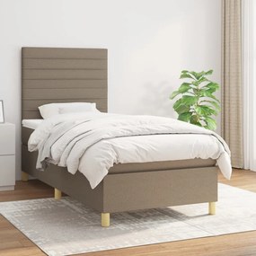 Κρεβάτι Boxspring με Στρώμα Taupe 100 x 200 εκ. Υφασμάτινο