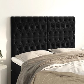 vidaXL Κεφαλάρι Μαύρο Βελούδινο 144x7x118/128 εκ.