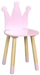 Ξύλινη Παιδική Καρέκλα Κορώνα σε Ροζ Χρώμα HD6922 Home Deco Kids