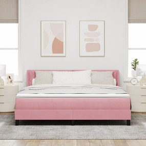 vidaXL Κρεβάτι Box Spring με στρώμα ροζ 180x200 εκ. Βελούδο