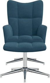 vidaXL Πολυθρόνα Relax Μπλε Βελούδινη με Σκαμπό
