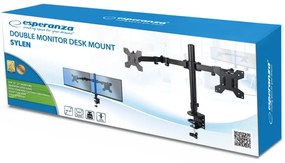 Βάση οθόνης Esperanza ERW018, Για 2 οθόνες, 10"-27", VESA 75/100 mm, Έως 8 κιλά ανά βραχίονα, Μαύρο