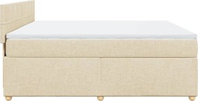 vidaXL Κρεβάτι Boxspring με Στρώμα Κρεμ 180x200 εκ. Υφασμάτινο