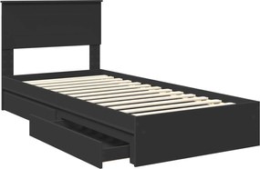 vidaXL Κρεβάτι Αποθήκης Μαύρο 90 x 190 cm Επεξεργασμένο ξύλο