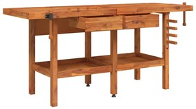 vidaXL Πάγκος Εργ. Συρτάρια/ Μέγγενες 192x62x83 εκ. Μασίφ Ξύλο Ακακίας