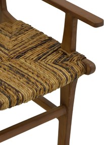 Πολυθρόνα Refane pakoworld φυσικό teak ξύλο-ψάθα 55x60x85εκ