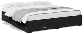 vidaXL Πλαίσιο Κρεβατιού με Συρτάρια Μαύρο 200x200 εκ Επεξεργ. Ξύλο