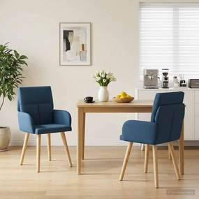 vidaXL Καρέκλες φαγητού 2 pcs Ύφασμα Μπλε 60 x 56 x 96 εκ