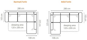 Γωνιακός καναπές Gemini-Αριστερά-Mporntw
