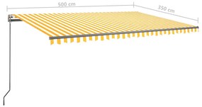 Τέντα Αυτόματη Ανεξάρτητη Κίτρινο/Λευκό 500 x 350 εκ. - Κίτρινο