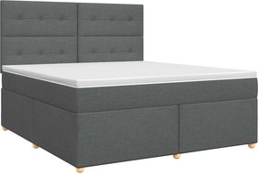 vidaXL Κρεβάτι box spring με στρώμα Σκούρο Γκρι 160 x 200 cm Ύφασμα