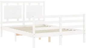 vidaXL Πλαίσιο Κρεβατιού με Κεφαλάρι Λευκό 140x200 εκ. Μασίφ Ξύλο