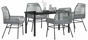 vidaXL Σέτ φαγητού για κήπο 5 pcs Γκρι συνθετικό ρατάν