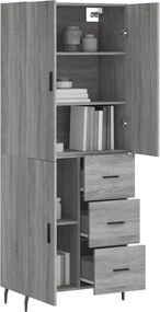 vidaXL Ντουλάπι Γκρι Sonoma 69,5 x 34 x 180 εκ. Επεξεργασμένο Ξύλο