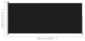 Σκίαστρο Πλαϊνό Συρόμενο Βεράντας Μαύρο 180 x 500 εκ. - Μαύρο