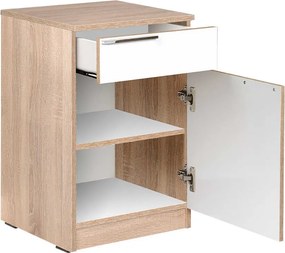 Κομοδίνο σε σονόμα &amp; λευκό χρώμα 40x38x63