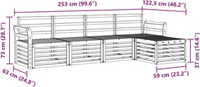 vidaXL Σειρά Καναπέ Εξωτερικού 5 pcs Φυσικό