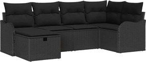 vidaXL Σετ Καναπέ Κήπου με μαξιλάρι 6 pcs Μαύρο Πολυ ράταν