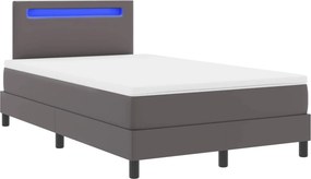 VidaXL Κρεβάτι με ελατήρια με στρώμα Γκρι 120 x 190 cm Τεχνητό δέρμα