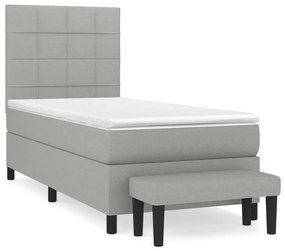 Κρεβάτι Boxspring με Στρώμα Ανοιχτό Γκρι 80x200 εκ. Υφασμάτινο - Γκρι