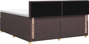 vidaXL Κρεβάτι box spring με στρώμα Σκούρο Καφέ 200 x 200 cm Ύφασμα