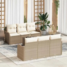 vidaXL Σετ Καναπέ Κήπου 7 pcs Μπεζ 55 x 55 x 37 εκ Πολυ ράταν