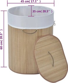 vidaXL Καλάθι Απλύτων Οβάλ Φυσικό Χρώμα από Μπαμπού