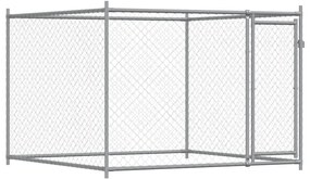 vidaXL Κλουβί Σκύλου με Πόρτες Γκρι 10x2x1,5 μ. Γαλβανισμένος Χάλυβας