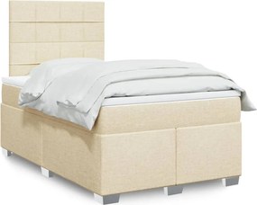 vidaXL Κρεβάτι Boxspring με Στρώμα Κρεμ 120x190 εκ. Υφασμάτινο