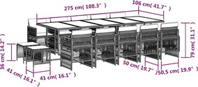 vidaXL Σετ Τραπεζαρίας Κήπου 15 τεμ Μαύρο από Συνθ. Ρατάν με Μαξιλάρια