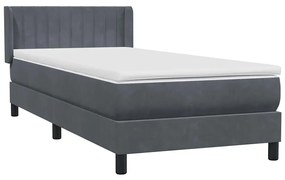 vidaXL Box Spring Κρεβάτι με στρώμα Σκούρο γκρι 100x220 εκ. Βελούδινο