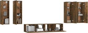 vidaXL Σετ Επίπλων Τηλεόρασης 6 Τεμαχίων Καπνιστή δρυς Επεξ. Ξύλο