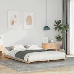 vidaXL Κρεβάτι δαπέδου Καφέ 160 x 220 cm Μασίφ ξύλο πεύκου