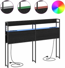 vidaXL Κεφαλάρι Αποθήκης με ράφι Μαύρη δρυς 135 cm Επεξεργασμένο ξύλο