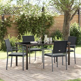 vidaXL Σετ 3 Μαύρο PE rattan 54x62.5x89 εκ. Ανθεκτικό Καρέκλα Κήπου