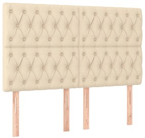 vidaXL Κρεβάτι Boxspring με Στρώμα Κρεμ 140x190 εκ. Υφασμάτινο