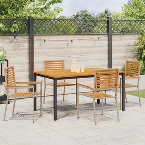 vidaXL Σέτ φαγητού για κήπο 4 pcs Μπεζ 150 x 90 x 75 cm