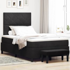 vidaXL Κρεβάτι με κουβέρτα και bench Μαύρο 120x200 εκ. Βελούδο