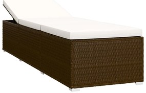 vidaXL Σετ Ξαπλώστρες με Τραπέζι 3 τεμ. Καφέ από Συνθετικό Ρατάν