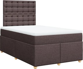 vidaXL Κρεβάτι Boxspring με Στρώμα Σκούρο Καφέ 120x190 εκ Υφασμάτινο