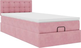 vidaXL Οθωμανικό κρεβάτι με στρώμα ροζ 80x200cm Velvet