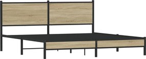 vidaXL Σκελετός Κρεβ. Χωρίς Στρώμα Sonoma Δρυς 183x213 εκ. Μεταλλικό