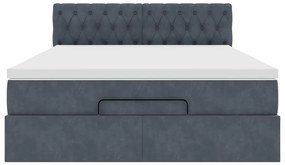 vidaXL Οθωμανικό κρεβάτι με στρώμα σκούρο γκρι 140x200cm Βελούδο