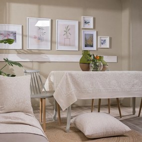 Τραπεζομάντηλο Peony 01 Beige Teoran 140X180 Βαμβάκι-Πολυέστερ