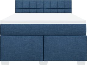 vidaXL Κρεβάτι Boxspring με Στρώμα Μπλε 140x200 εκ. Υφασμάτινο